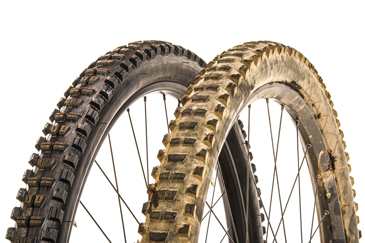 Mountain bicycle shop tires